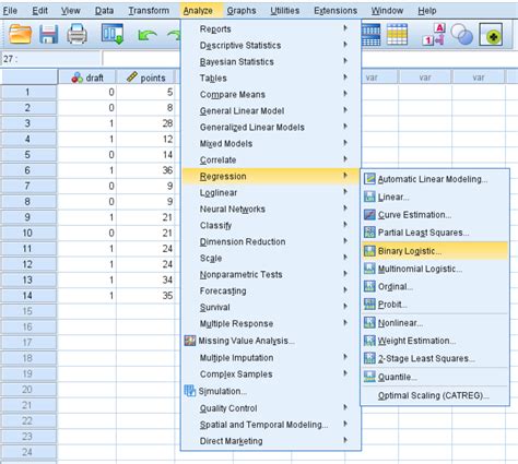 Binary Logistic Regression in SPSS .